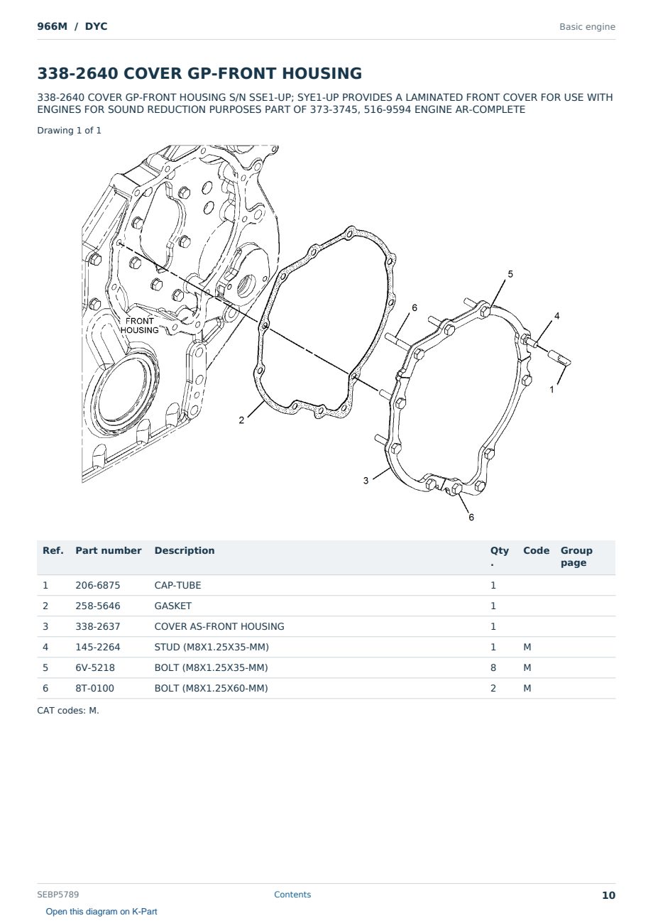 Caterpillar 966M S/N DYC Partsbook SEBP5789 (English) - sample page 10 of 10 Caterpillar 966M S/N DYC Partsbook SEBP5789 (English) - sample page 10 of 10