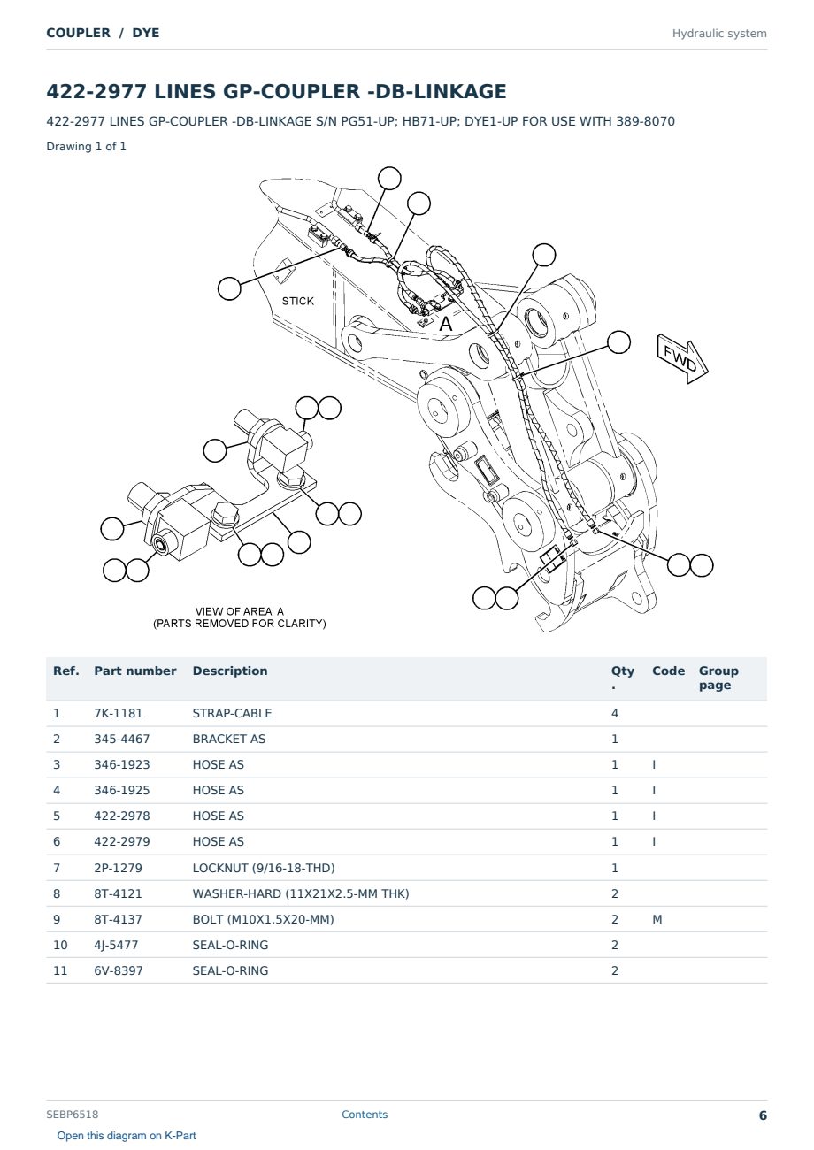 Caterpillar COUPLER S/N DYE Partsbook SEBP6518 (English) - sample page 6 of 10 Caterpillar COUPLER S/N DYE Partsbook SEBP6518 (English) - sample page 6 of 10