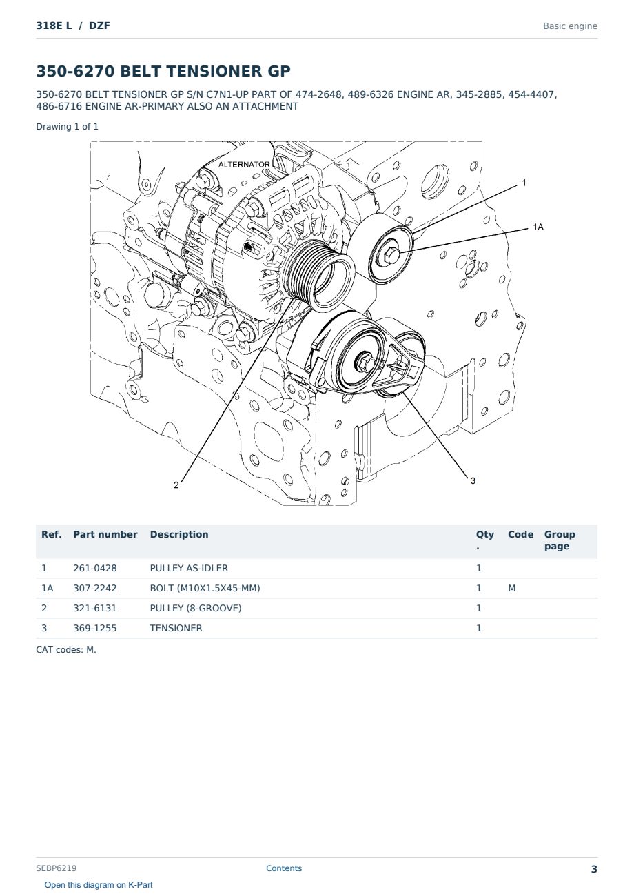 Caterpillar 318E L S/N DZF Partsbook SEBP6219 (English) - sample page 3 of 10 Caterpillar 318E L S/N DZF Partsbook SEBP6219 (English) - sample page 3 of 10