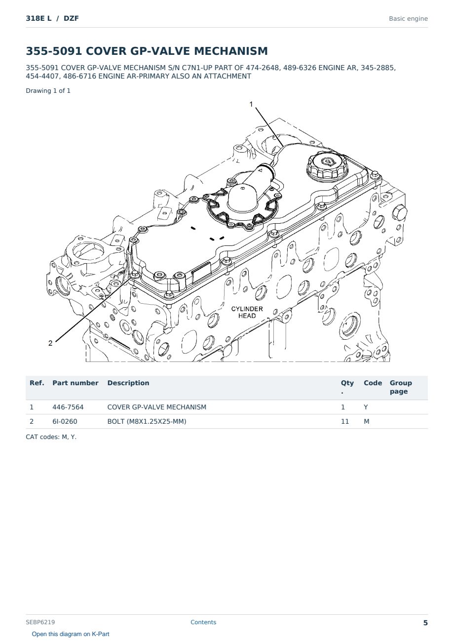 Caterpillar 318E L S/N DZF Partsbook SEBP6219 (English) - sample page 5 of 10 Caterpillar 318E L S/N DZF Partsbook SEBP6219 (English) - sample page 5 of 10