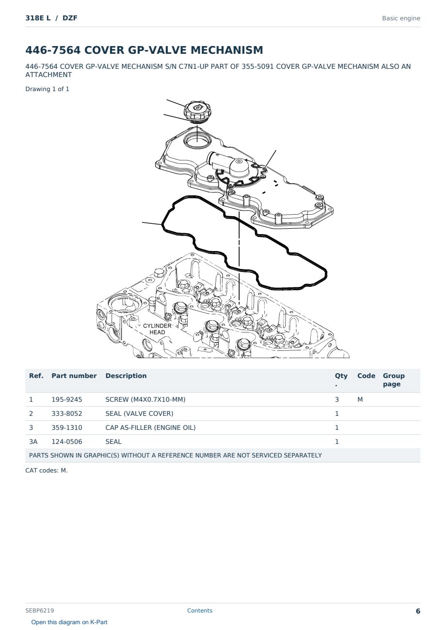 Caterpillar 318E L S/N DZF Partsbook SEBP6219 (English) - sample page 6 of 10 Caterpillar 318E L S/N DZF Partsbook SEBP6219 (English) - sample page 6 of 10