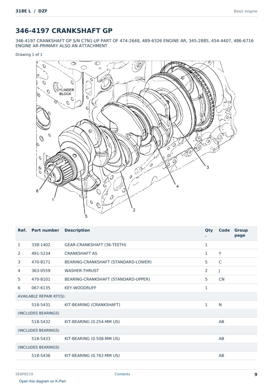 Caterpillar 318E L S/N DZF Partsbook SEBP6219 (English) - sample page 9 of 10 Caterpillar 318E L S/N DZF Partsbook SEBP6219 (English) - sample page 9 of 10