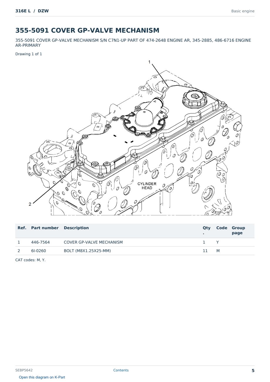 Caterpillar 316E L S/N DZW Partsbook SEBP5642 (English) - sample page 5 of 10 Caterpillar 316E L S/N DZW Partsbook SEBP5642 (English) - sample page 5 of 10