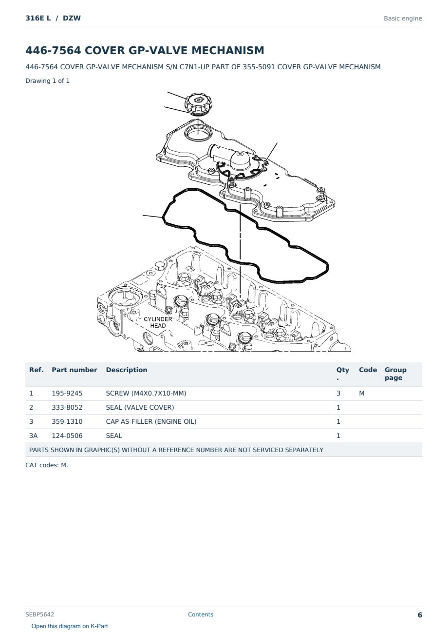 Caterpillar 316E L S/N DZW Partsbook SEBP5642 (English) - sample page 6 of 10 Caterpillar 316E L S/N DZW Partsbook SEBP5642 (English) - sample page 6 of 10