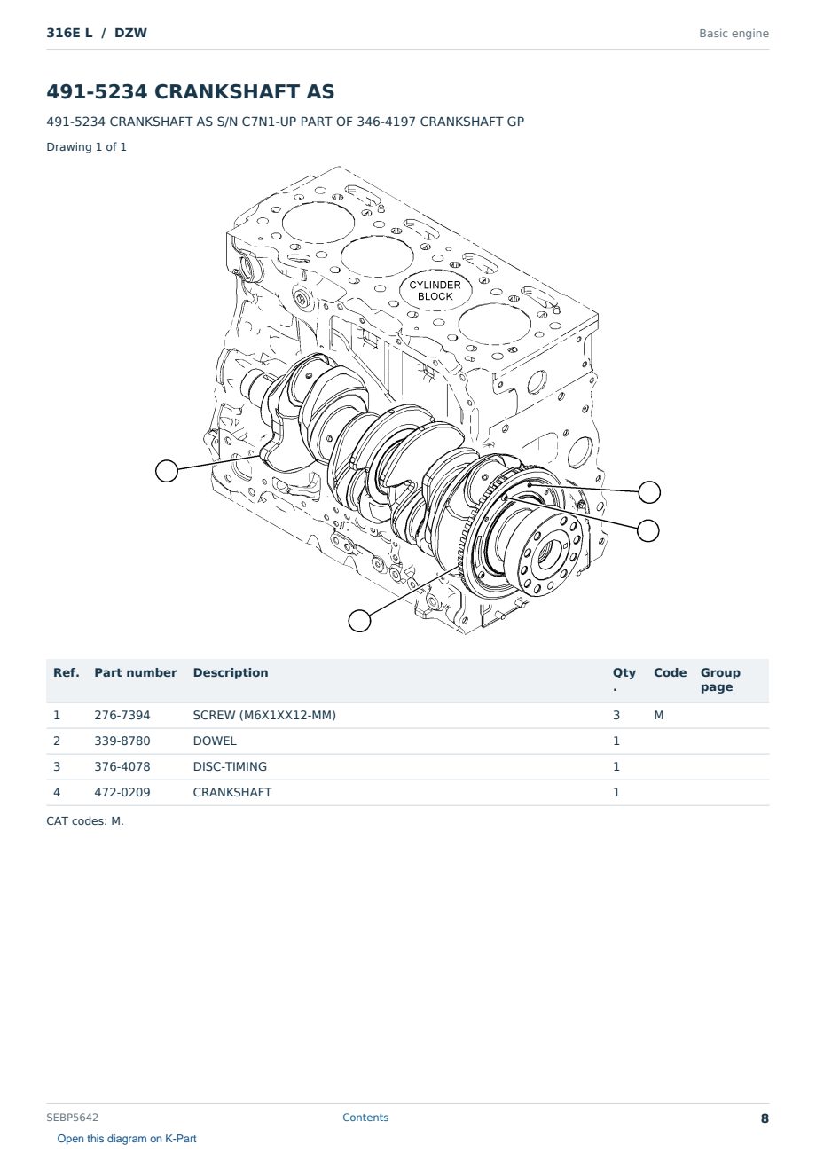 Caterpillar 316E L S/N DZW Partsbook SEBP5642 (English) - sample page 8 of 10 Caterpillar 316E L S/N DZW Partsbook SEBP5642 (English) - sample page 8 of 10