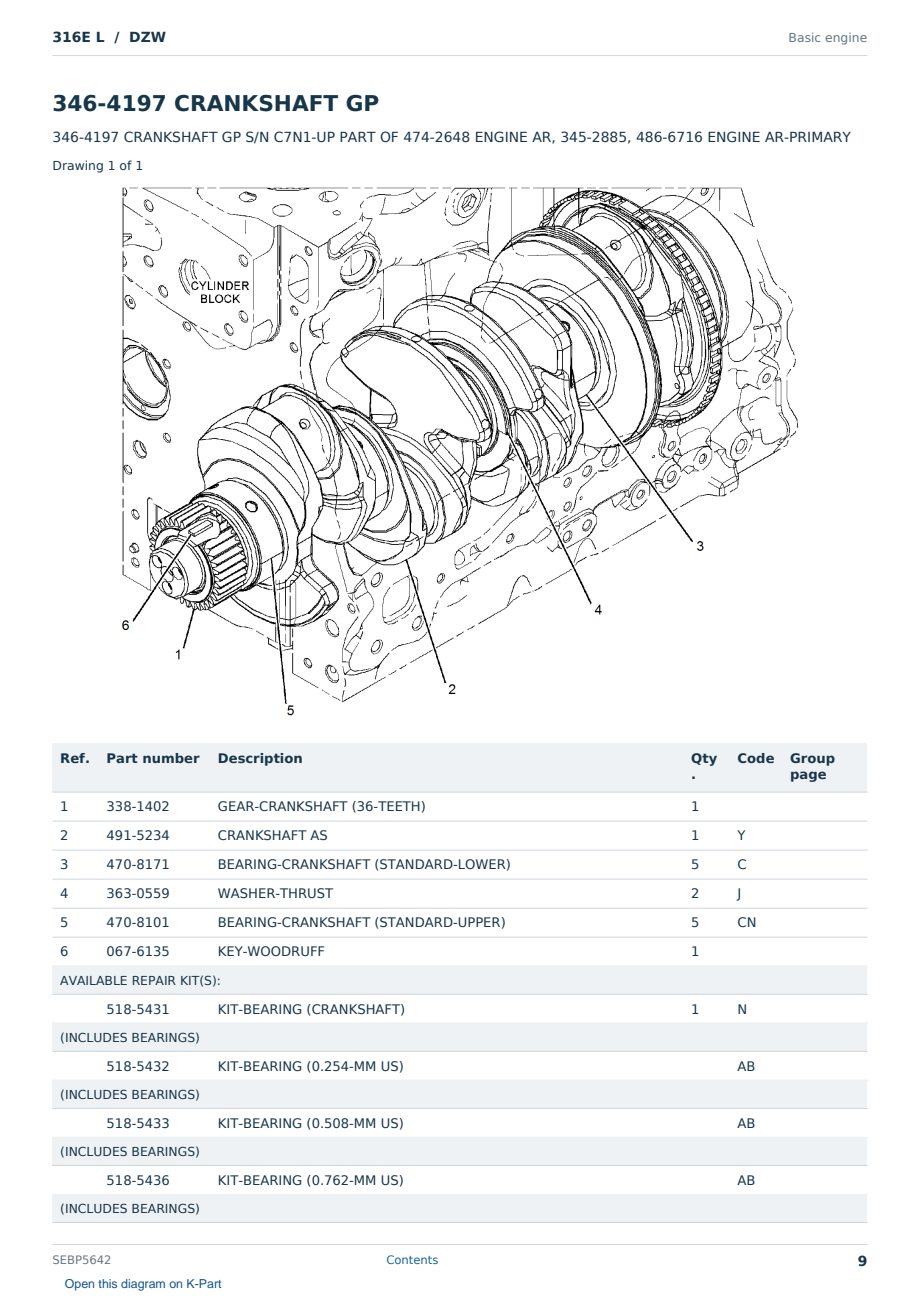 Caterpillar 316E L S/N DZW Partsbook SEBP5642 (English) - sample page 9 of 10 Caterpillar 316E L S/N DZW Partsbook SEBP5642 (English) - sample page 9 of 10