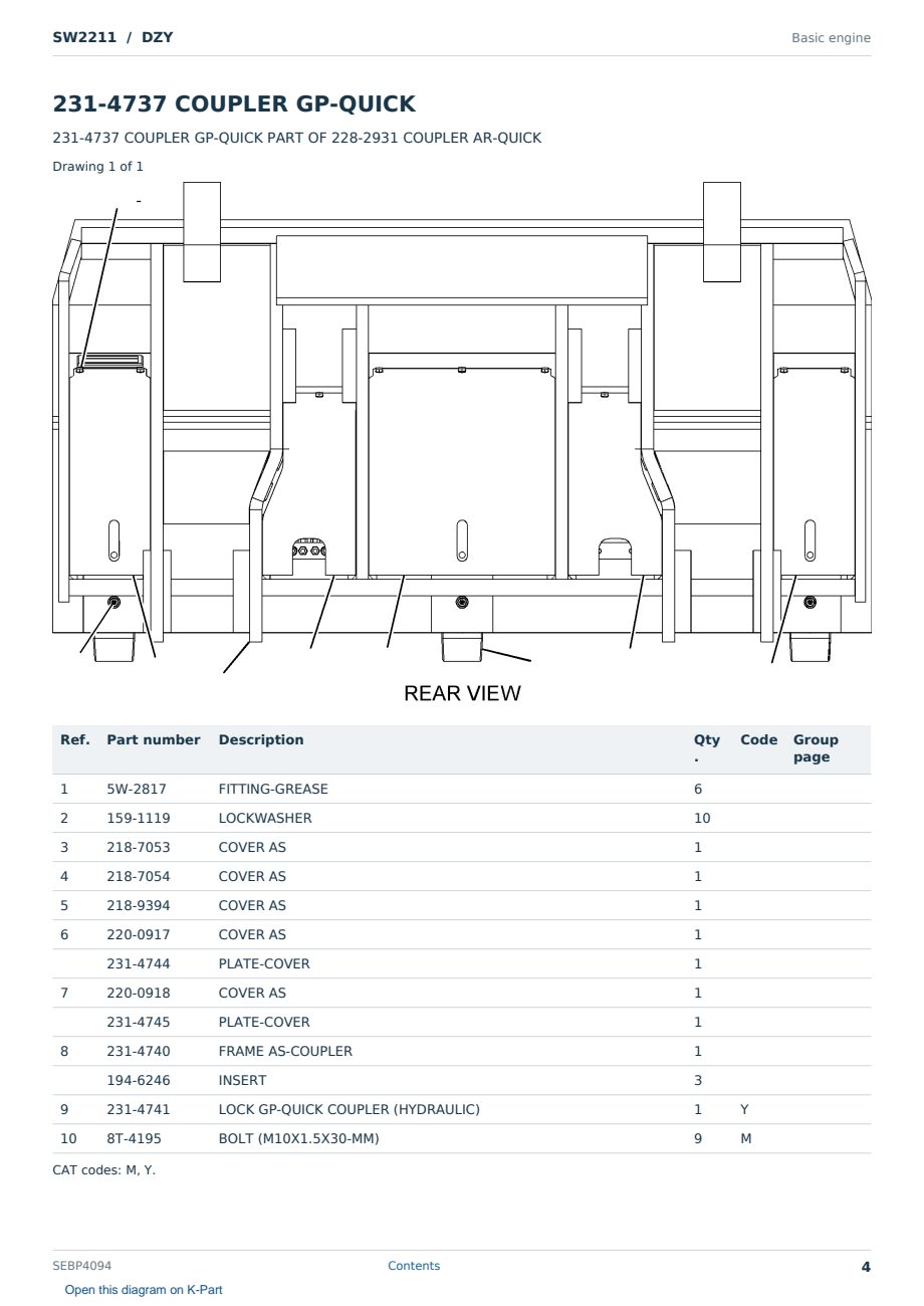 Caterpillar SW2211 S/N DZY Partsbook SEBP4094 (English) - sample page 4 of 10 Caterpillar SW2211 S/N DZY Partsbook SEBP4094 (English) - sample page 4 of 10
