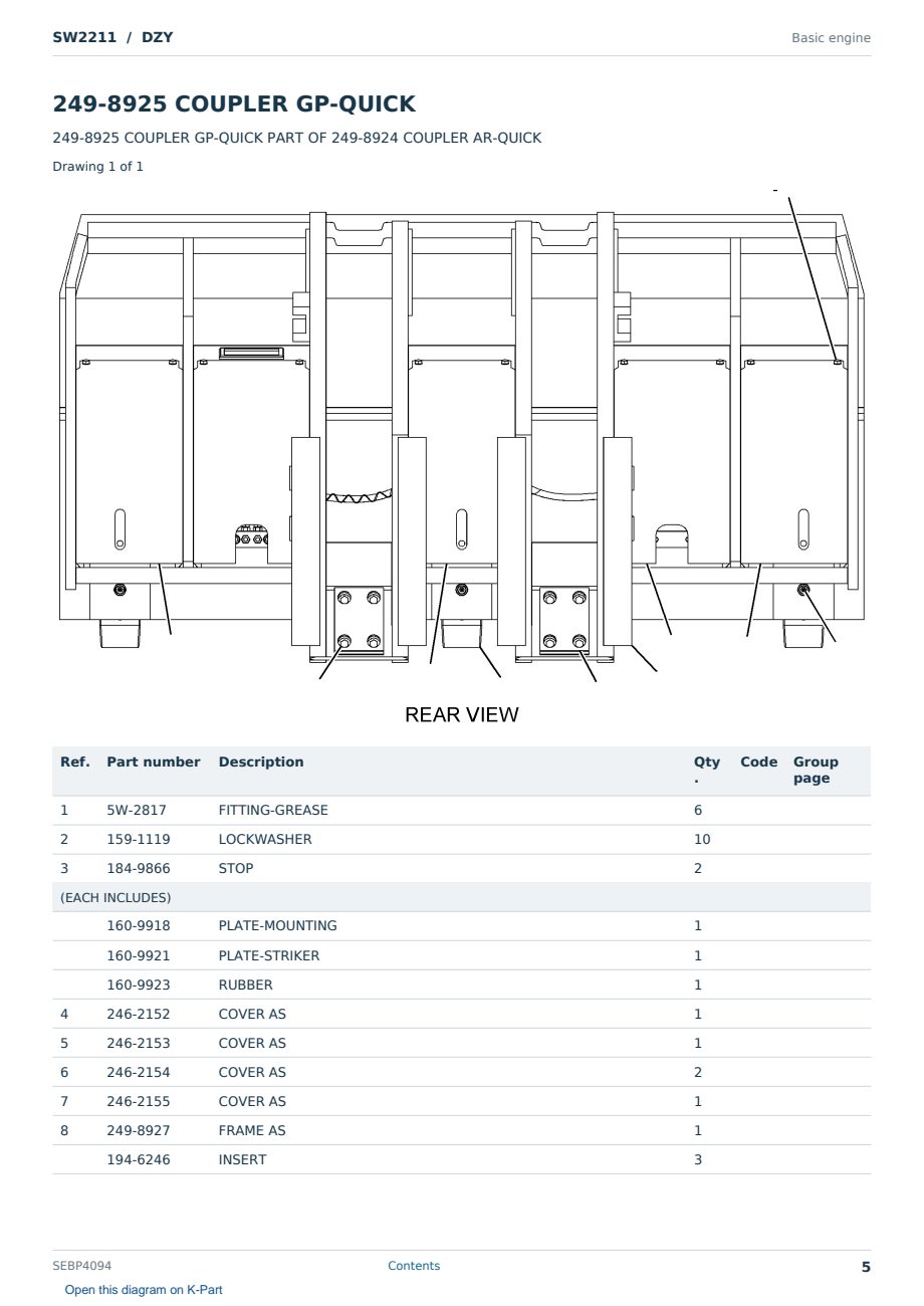 Caterpillar SW2211 S/N DZY Partsbook SEBP4094 (English) - sample page 5 of 10 Caterpillar SW2211 S/N DZY Partsbook SEBP4094 (English) - sample page 5 of 10