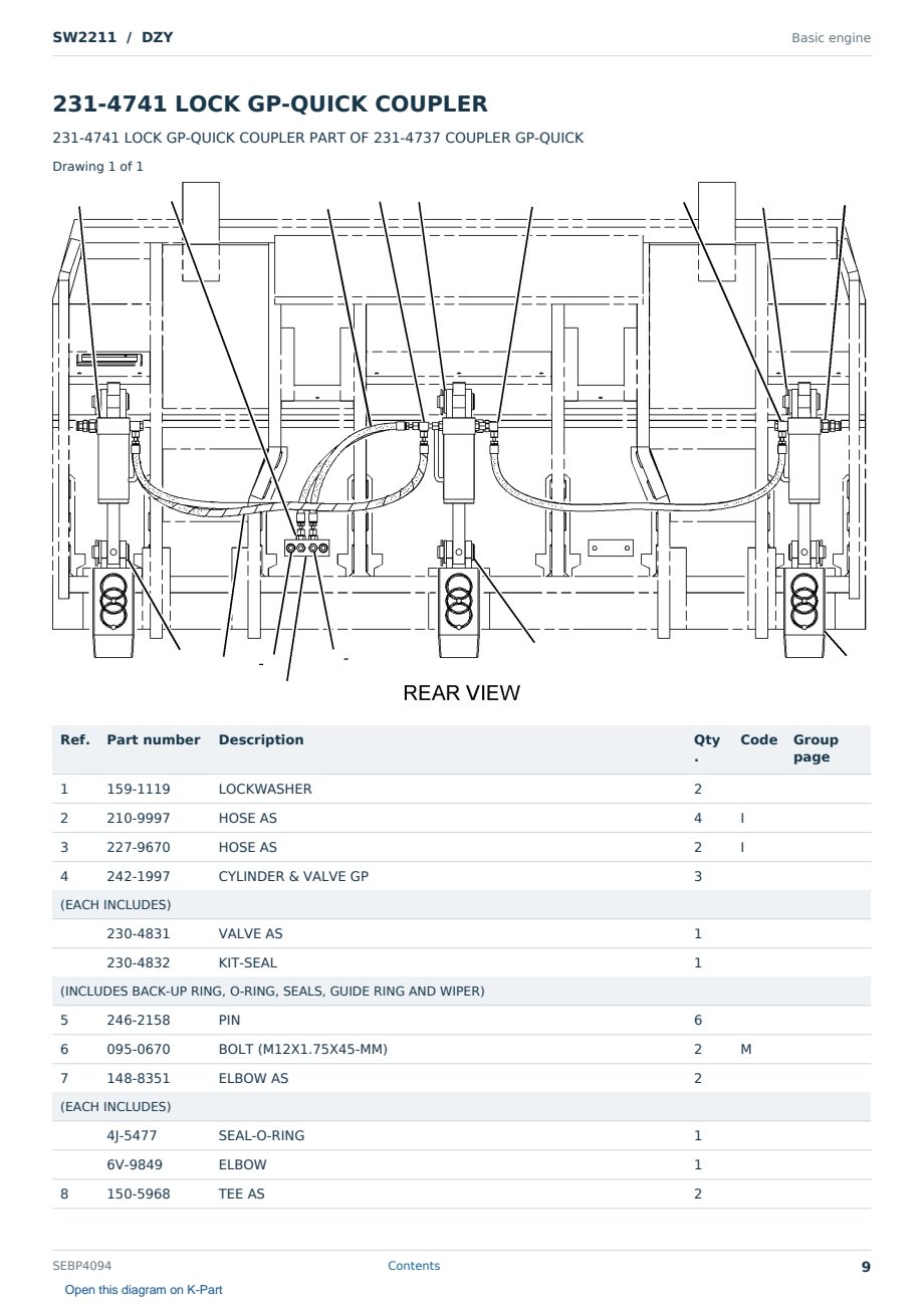 Caterpillar SW2211 S/N DZY Partsbook SEBP4094 (English) - sample page 9 of 10 Caterpillar SW2211 S/N DZY Partsbook SEBP4094 (English) - sample page 9 of 10
