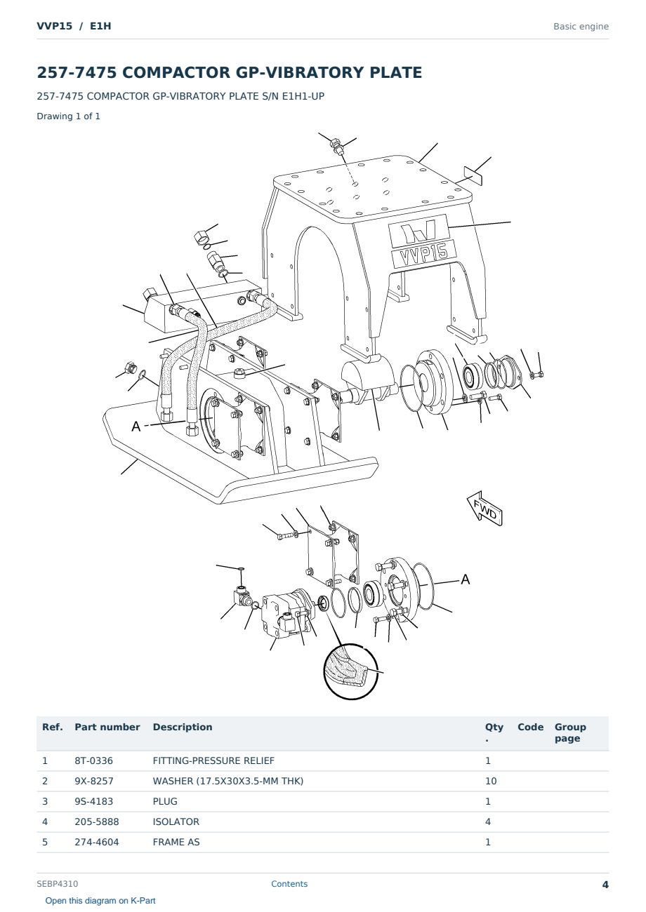Caterpillar VVP15 S/N E1H Partsbook SEBP4310 (English) - sample page 4 of 5 Caterpillar VVP15 S/N E1H Partsbook SEBP4310 (English) - sample page 4 of 5