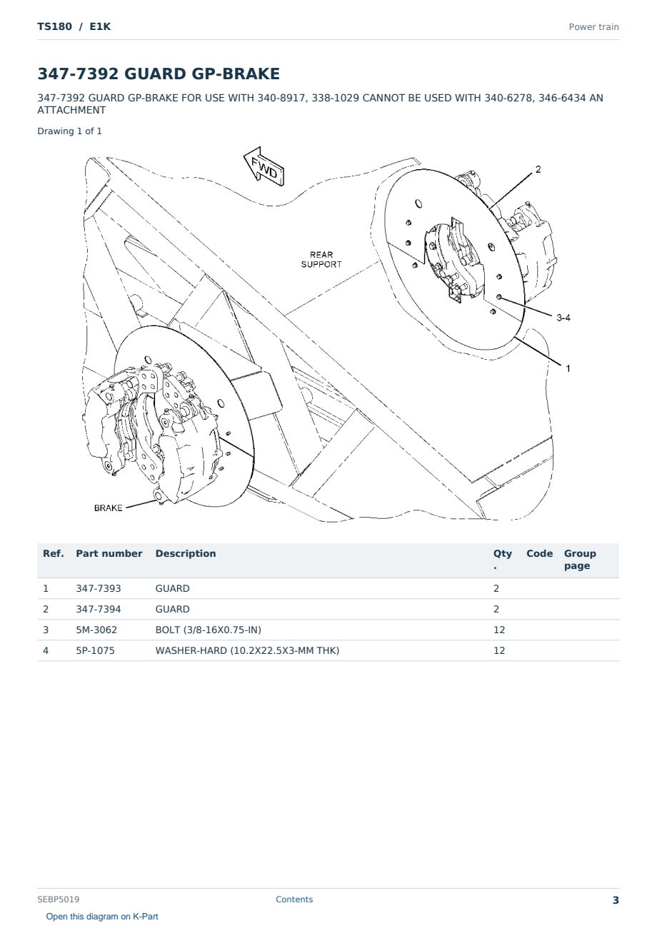 Caterpillar TS180 S/N E1K Partsbook SEBP5019 (English) - sample page 3 of 10 Caterpillar TS180 S/N E1K Partsbook SEBP5019 (English) - sample page 3 of 10