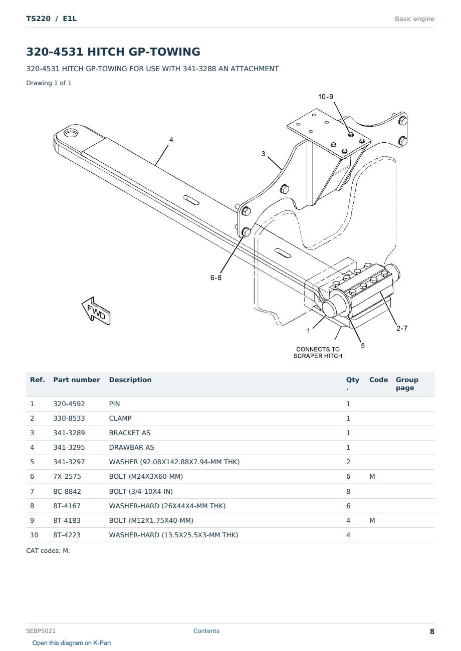 Caterpillar TS220 S/N E1L Partsbook SEBP5021 (English) - sample page 8 of 10 Caterpillar TS220 S/N E1L Partsbook SEBP5021 (English) - sample page 8 of 10