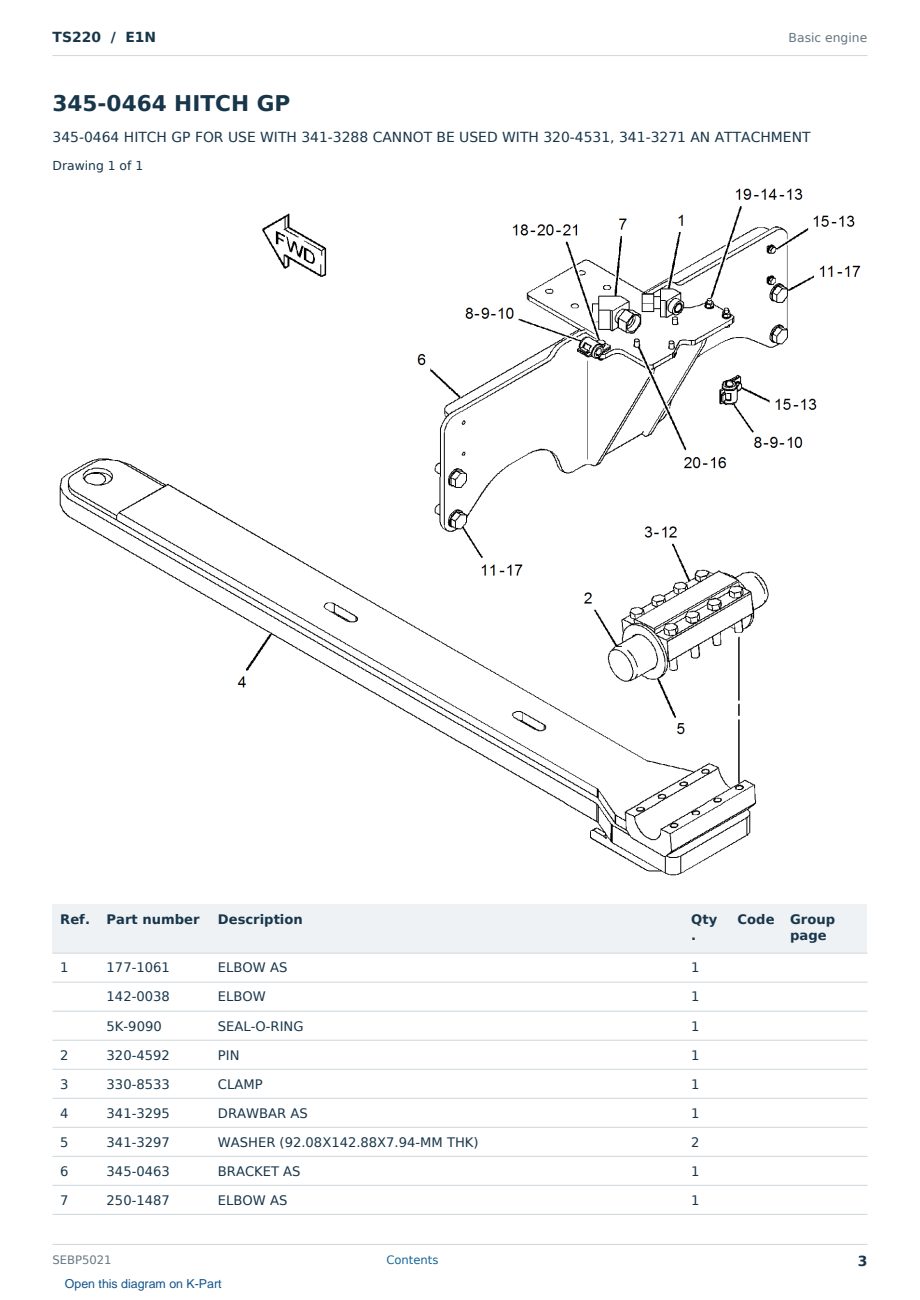 Caterpillar TS220 S/N E1N Partsbook SEBP5021 (English) - sample page 3 of 10 Caterpillar TS220 S/N E1N Partsbook SEBP5021 (English) - sample page 3 of 10