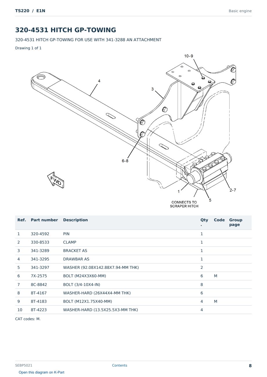 Caterpillar TS220 S/N E1N Partsbook SEBP5021 (English) - sample page 8 of 10 Caterpillar TS220 S/N E1N Partsbook SEBP5021 (English) - sample page 8 of 10