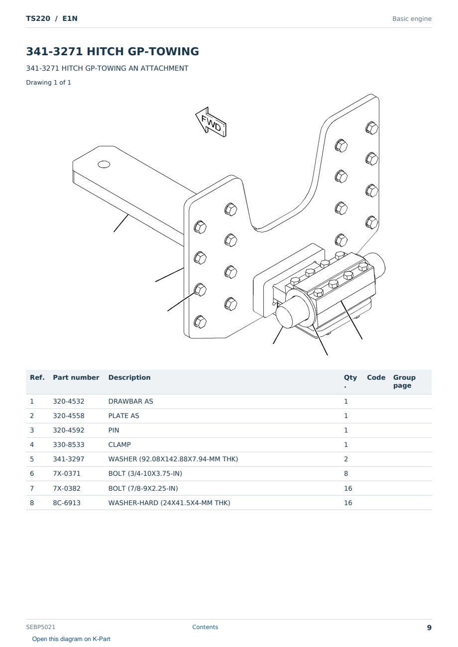 Caterpillar TS220 S/N E1N Partsbook SEBP5021 (English) - sample page 9 of 10 Caterpillar TS220 S/N E1N Partsbook SEBP5021 (English) - sample page 9 of 10