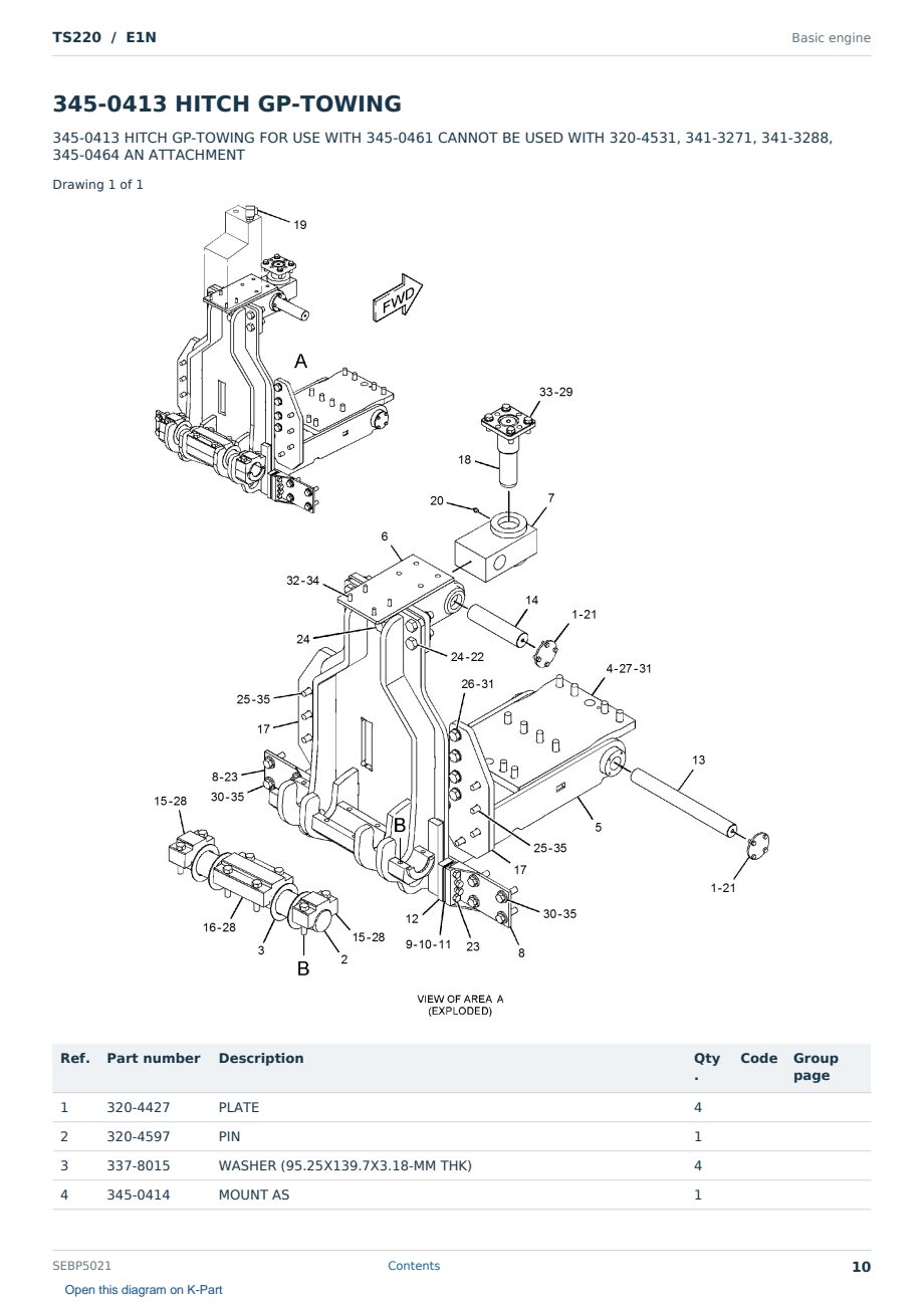 Caterpillar TS220 S/N E1N Partsbook SEBP5021 (English) - sample page 10 of 10 Caterpillar TS220 S/N E1N Partsbook SEBP5021 (English) - sample page 10 of 10