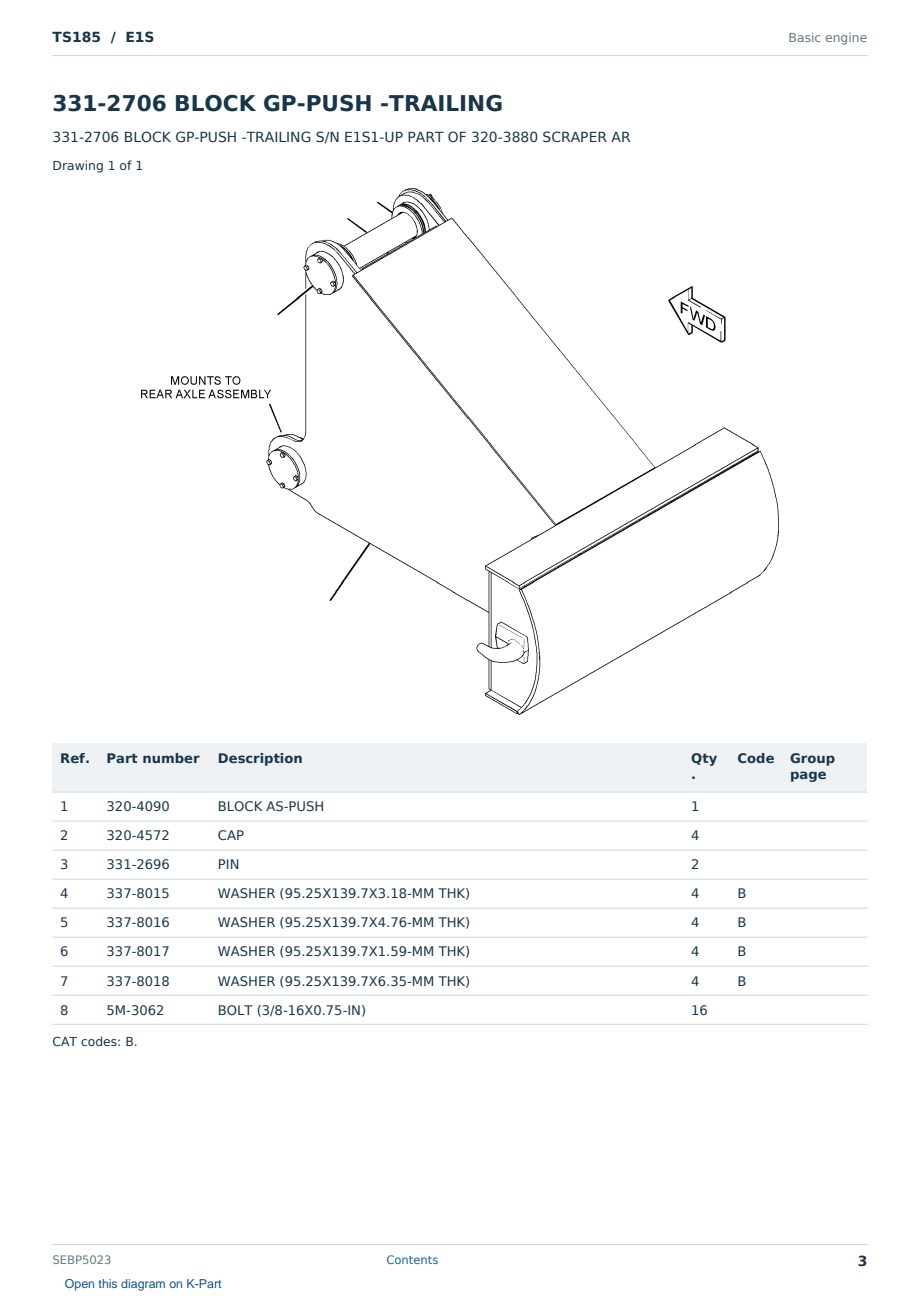 Caterpillar TS185 S/N E1S Partsbook SEBP5023 (English) - sample page 3 of 10 Caterpillar TS185 S/N E1S Partsbook SEBP5023 (English) - sample page 3 of 10