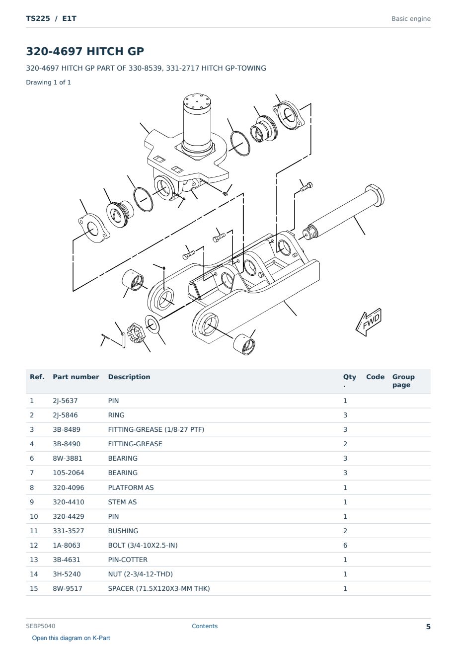 Caterpillar TS225 S/N E1T Partsbook SEBP5040 (English) - sample page 5 of 10 Caterpillar TS225 S/N E1T Partsbook SEBP5040 (English) - sample page 5 of 10