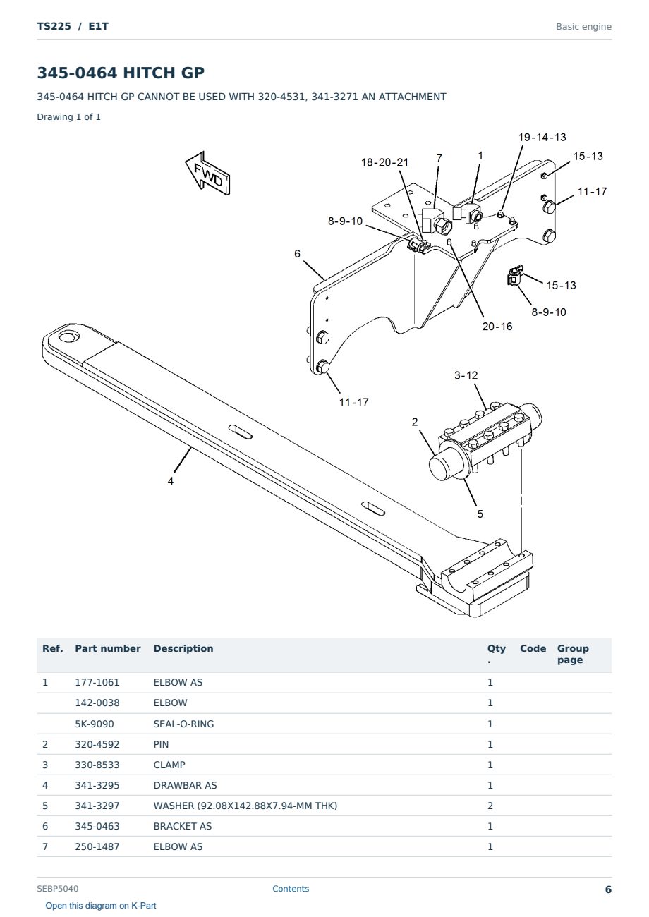 Caterpillar TS225 S/N E1T Partsbook SEBP5040 (English) - sample page 6 of 10 Caterpillar TS225 S/N E1T Partsbook SEBP5040 (English) - sample page 6 of 10