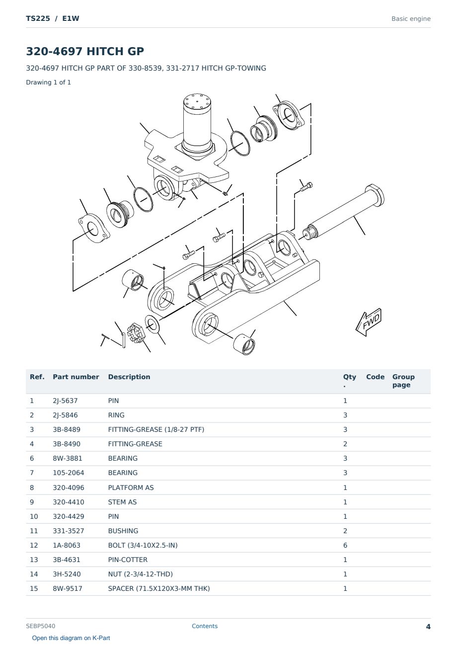 Caterpillar TS225 S/N E1W Partsbook SEBP5040 (English) - sample page 4 of 10 Caterpillar TS225 S/N E1W Partsbook SEBP5040 (English) - sample page 4 of 10
