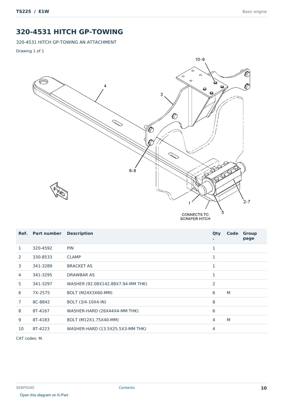 Caterpillar TS225 S/N E1W Partsbook SEBP5040 (English) - sample page 10 of 10 Caterpillar TS225 S/N E1W Partsbook SEBP5040 (English) - sample page 10 of 10
