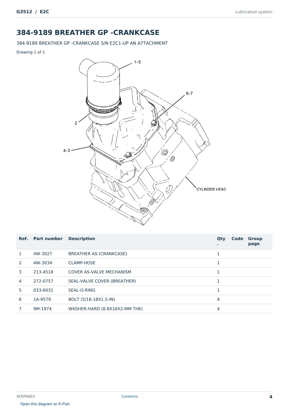 Caterpillar G3512 S/N E2C Partsbook SEBP6663 (English) - sample page 4 of 10 Caterpillar G3512 S/N E2C Partsbook SEBP6663 (English) - sample page 4 of 10