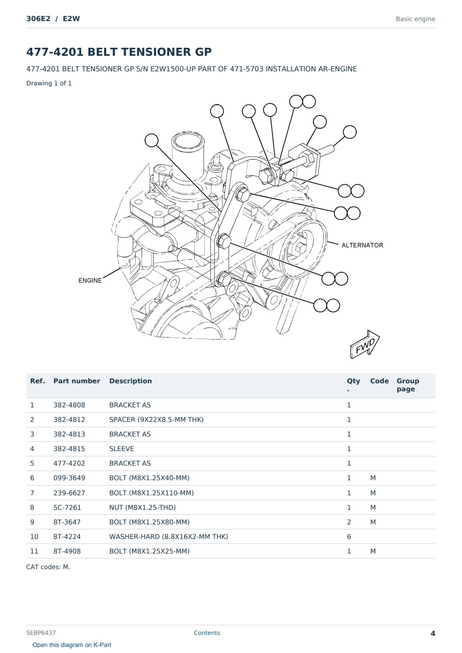 Caterpillar 306E2 S/N E2W Partsbook SEBP6437 (English) - sample page 4 of 10 Caterpillar 306E2 S/N E2W Partsbook SEBP6437 (English) - sample page 4 of 10