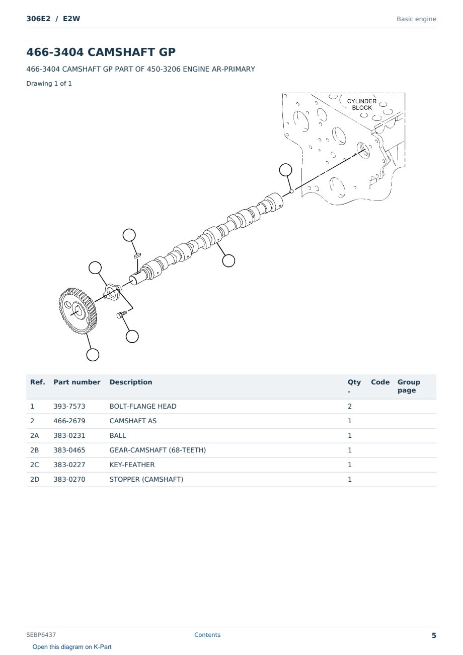 Caterpillar 306E2 S/N E2W Partsbook SEBP6437 (English) - sample page 5 of 10 Caterpillar 306E2 S/N E2W Partsbook SEBP6437 (English) - sample page 5 of 10