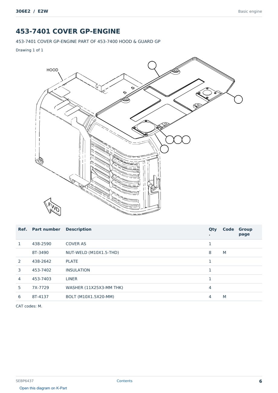 Caterpillar 306E2 S/N E2W Partsbook SEBP6437 (English) - sample page 6 of 10 Caterpillar 306E2 S/N E2W Partsbook SEBP6437 (English) - sample page 6 of 10