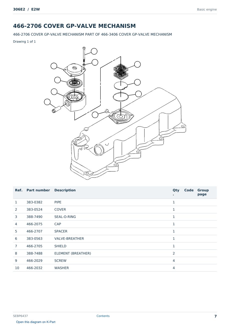 Caterpillar 306E2 S/N E2W Partsbook SEBP6437 (English) - sample page 7 of 10 Caterpillar 306E2 S/N E2W Partsbook SEBP6437 (English) - sample page 7 of 10