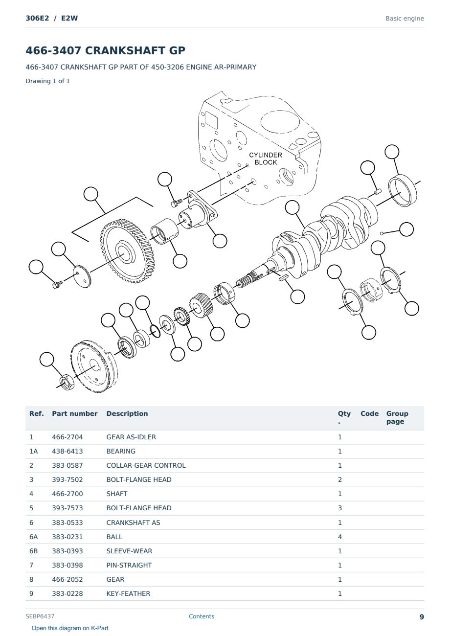 Caterpillar 306E2 S/N E2W Partsbook SEBP6437 (English) - sample page 9 of 10 Caterpillar 306E2 S/N E2W Partsbook SEBP6437 (English) - sample page 9 of 10