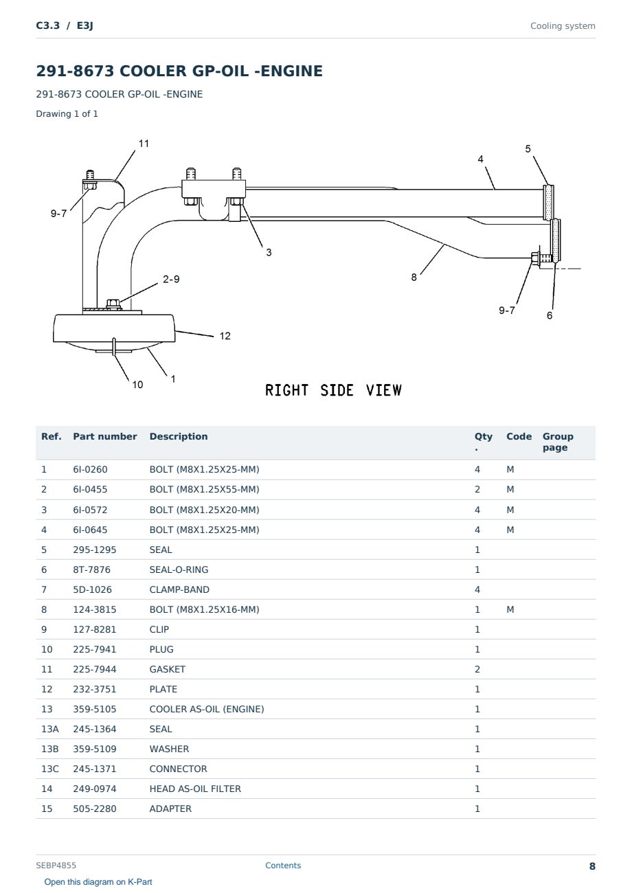 Caterpillar C3.3 S/N E3J Partsbook SEBP4855 (English) - sample page 8 of 10 Caterpillar C3.3 S/N E3J Partsbook SEBP4855 (English) - sample page 8 of 10