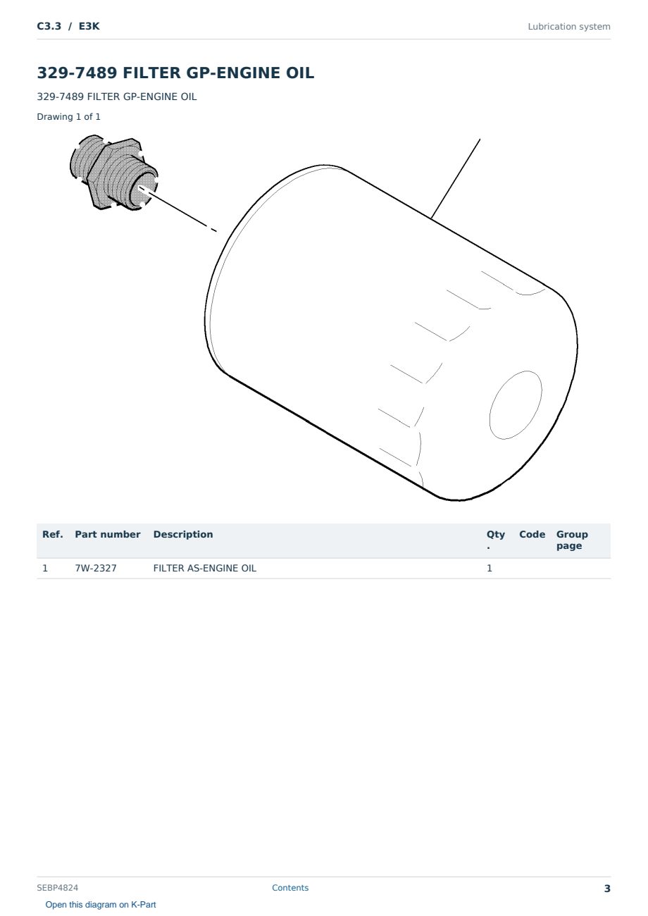 Caterpillar C3.3 S/N E3K Partsbook SEBP4824 (English) - sample page 3 of 10 Caterpillar C3.3 S/N E3K Partsbook SEBP4824 (English) - sample page 3 of 10