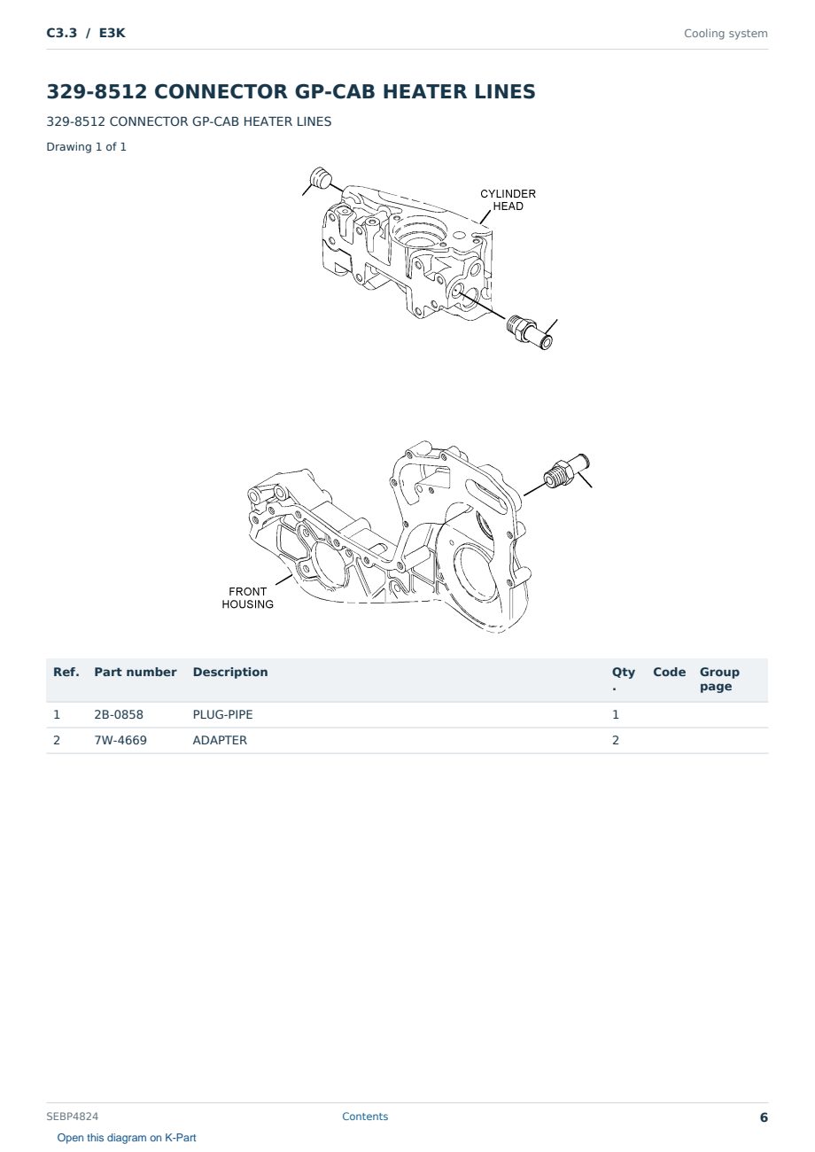 Caterpillar C3.3 S/N E3K Partsbook SEBP4824 (English) - sample page 6 of 10 Caterpillar C3.3 S/N E3K Partsbook SEBP4824 (English) - sample page 6 of 10