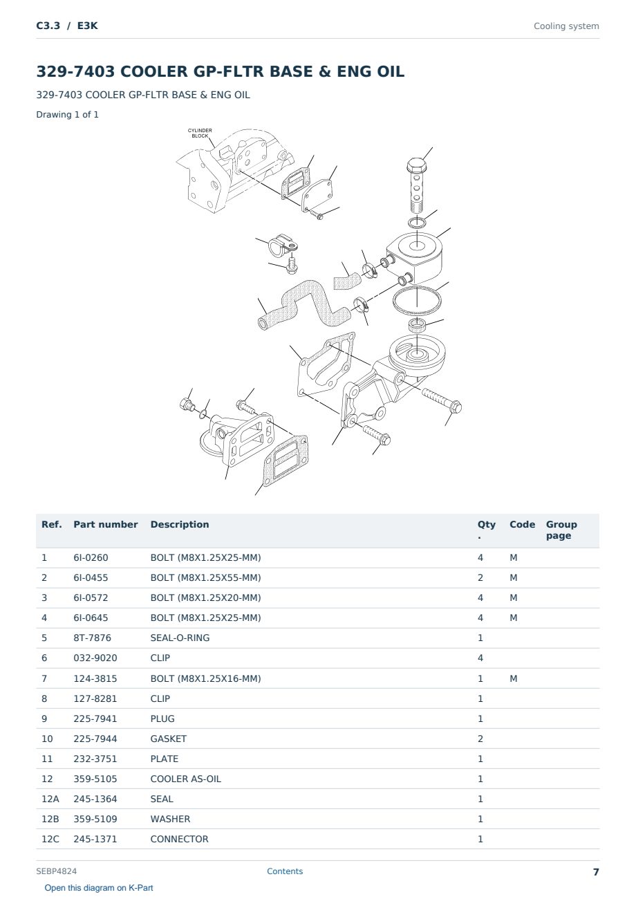 Caterpillar C3.3 S/N E3K Partsbook SEBP4824 (English) - sample page 7 of 10 Caterpillar C3.3 S/N E3K Partsbook SEBP4824 (English) - sample page 7 of 10