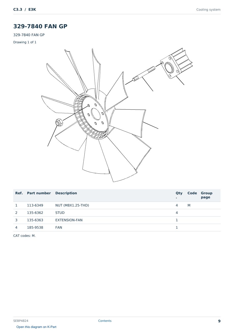 Caterpillar C3.3 S/N E3K Partsbook SEBP4824 (English) - sample page 9 of 10 Caterpillar C3.3 S/N E3K Partsbook SEBP4824 (English) - sample page 9 of 10