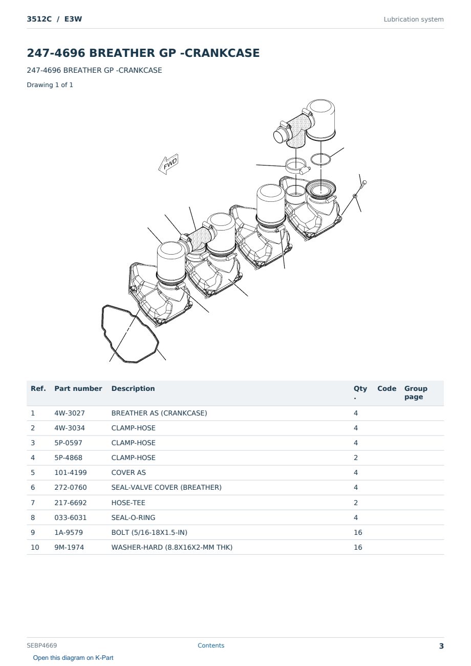 Caterpillar 3512C S/N E3W Partsbook SEBP4669 (English) - sample page 3 of 10 Caterpillar 3512C S/N E3W Partsbook SEBP4669 (English) - sample page 3 of 10