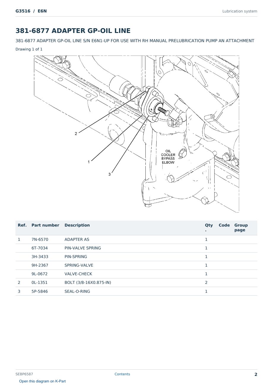 Caterpillar G3516 S/N E6N Partsbook SEBP6587 (English) - sample page 2 of 10 Caterpillar G3516 S/N E6N Partsbook SEBP6587 (English) - sample page 2 of 10