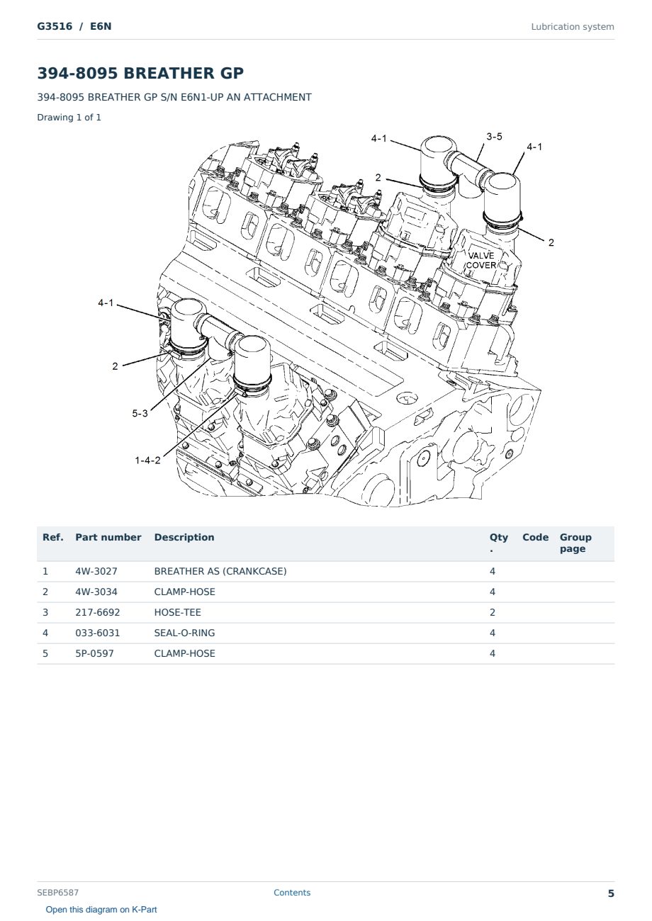 Caterpillar G3516 S/N E6N Partsbook SEBP6587 (English) - sample page 5 of 10 Caterpillar G3516 S/N E6N Partsbook SEBP6587 (English) - sample page 5 of 10