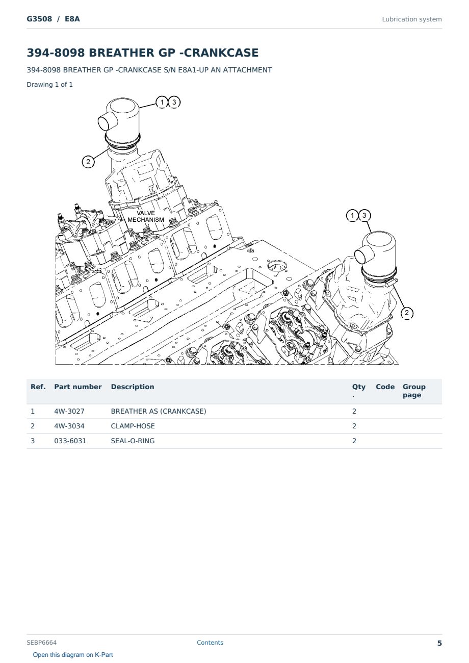 Caterpillar G3508 S/N E8A Partsbook SEBP6664 (English) - sample page 5 of 10 Caterpillar G3508 S/N E8A Partsbook SEBP6664 (English) - sample page 5 of 10