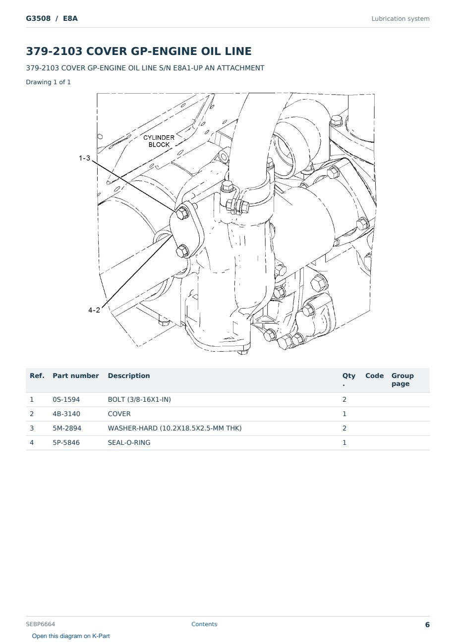 Caterpillar G3508 S/N E8A Partsbook SEBP6664 (English) - sample page 6 of 10 Caterpillar G3508 S/N E8A Partsbook SEBP6664 (English) - sample page 6 of 10