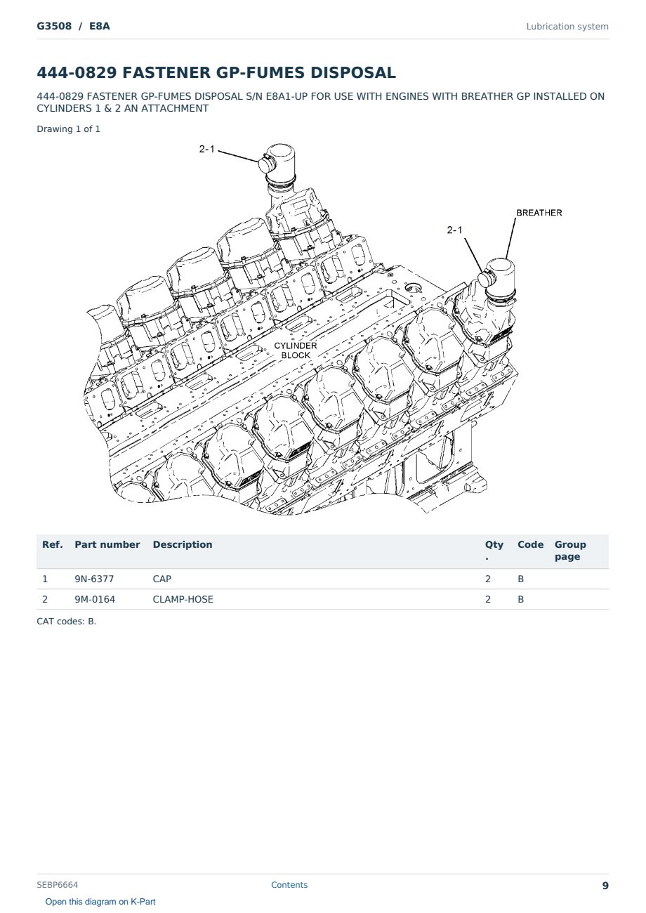 Caterpillar G3508 S/N E8A Partsbook SEBP6664 (English) - sample page 9 of 10 Caterpillar G3508 S/N E8A Partsbook SEBP6664 (English) - sample page 9 of 10