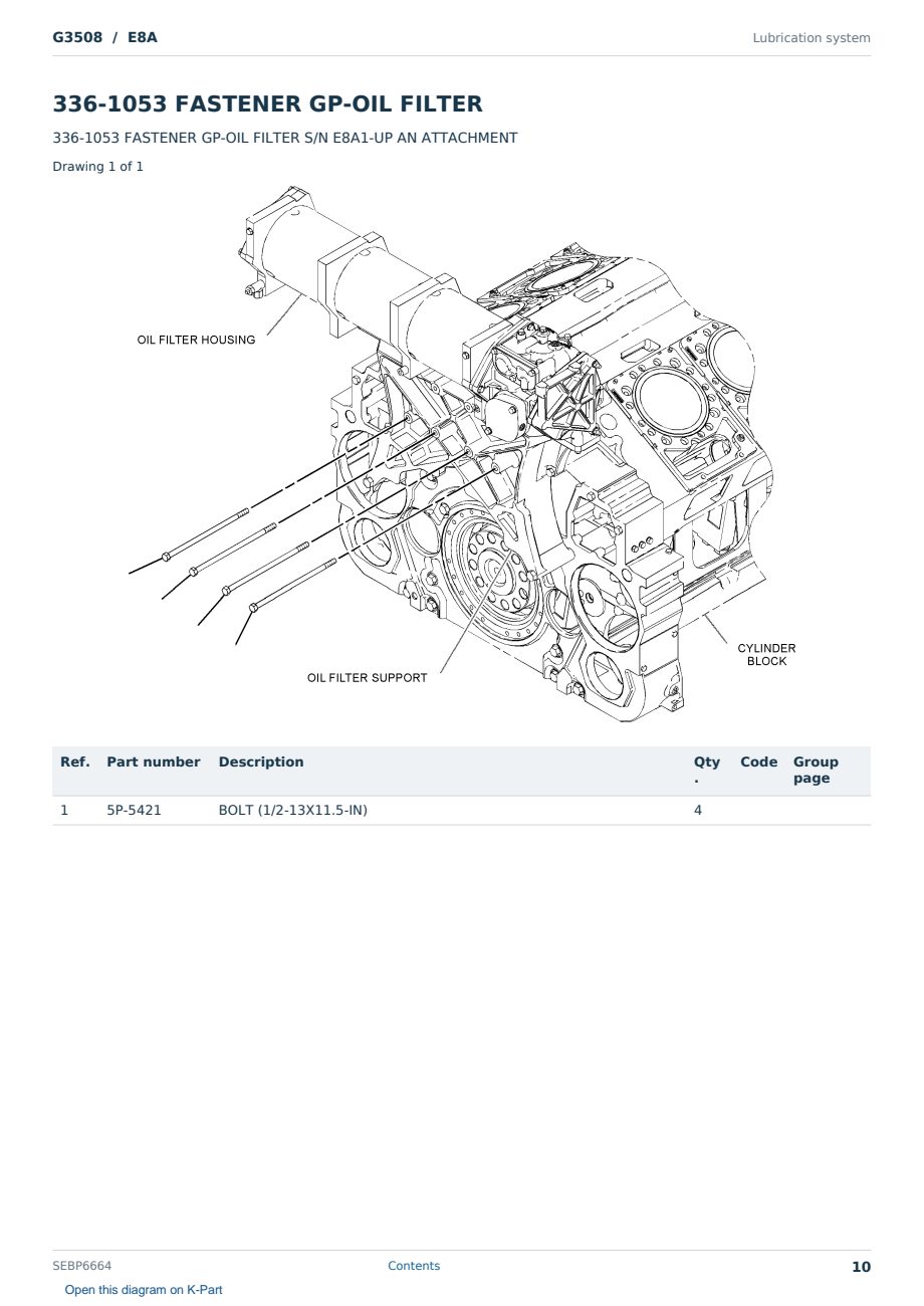 Caterpillar G3508 S/N E8A Partsbook SEBP6664 (English) - sample page 10 of 10 Caterpillar G3508 S/N E8A Partsbook SEBP6664 (English) - sample page 10 of 10