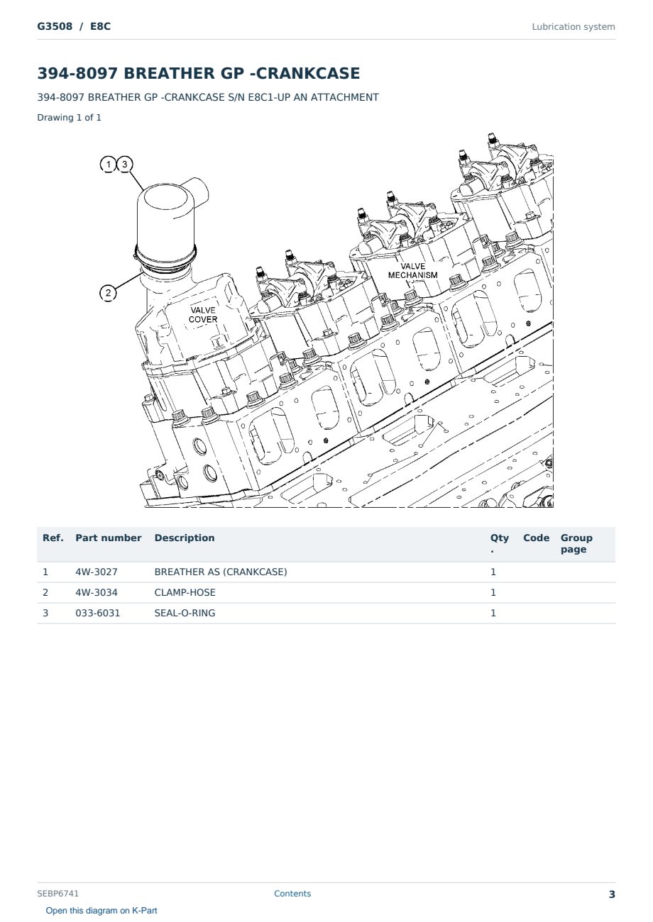 Caterpillar G3508 S/N E8C Partsbook SEBP6741 (English) - sample page 3 of 10 Caterpillar G3508 S/N E8C Partsbook SEBP6741 (English) - sample page 3 of 10