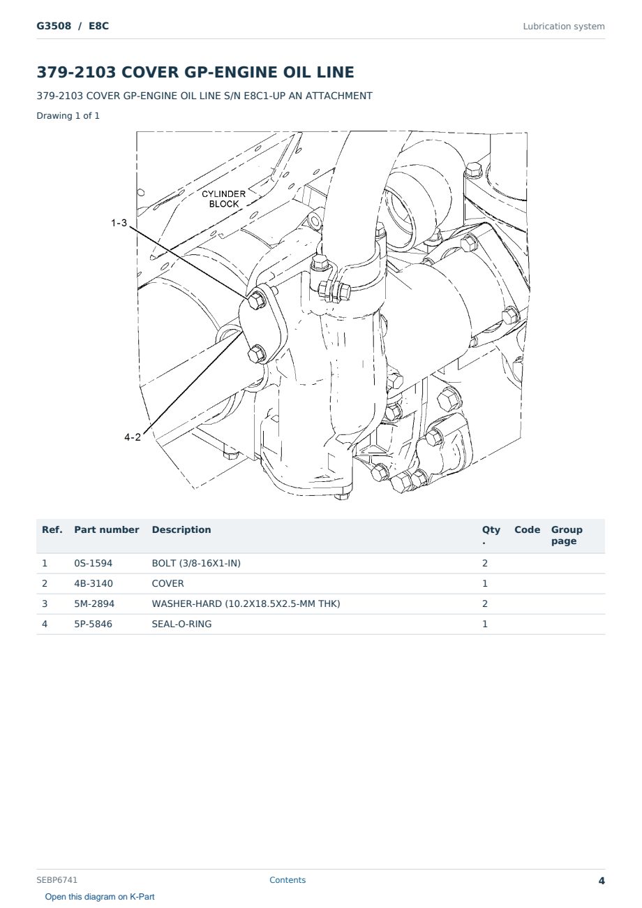 Caterpillar G3508 S/N E8C Partsbook SEBP6741 (English) - sample page 4 of 10 Caterpillar G3508 S/N E8C Partsbook SEBP6741 (English) - sample page 4 of 10