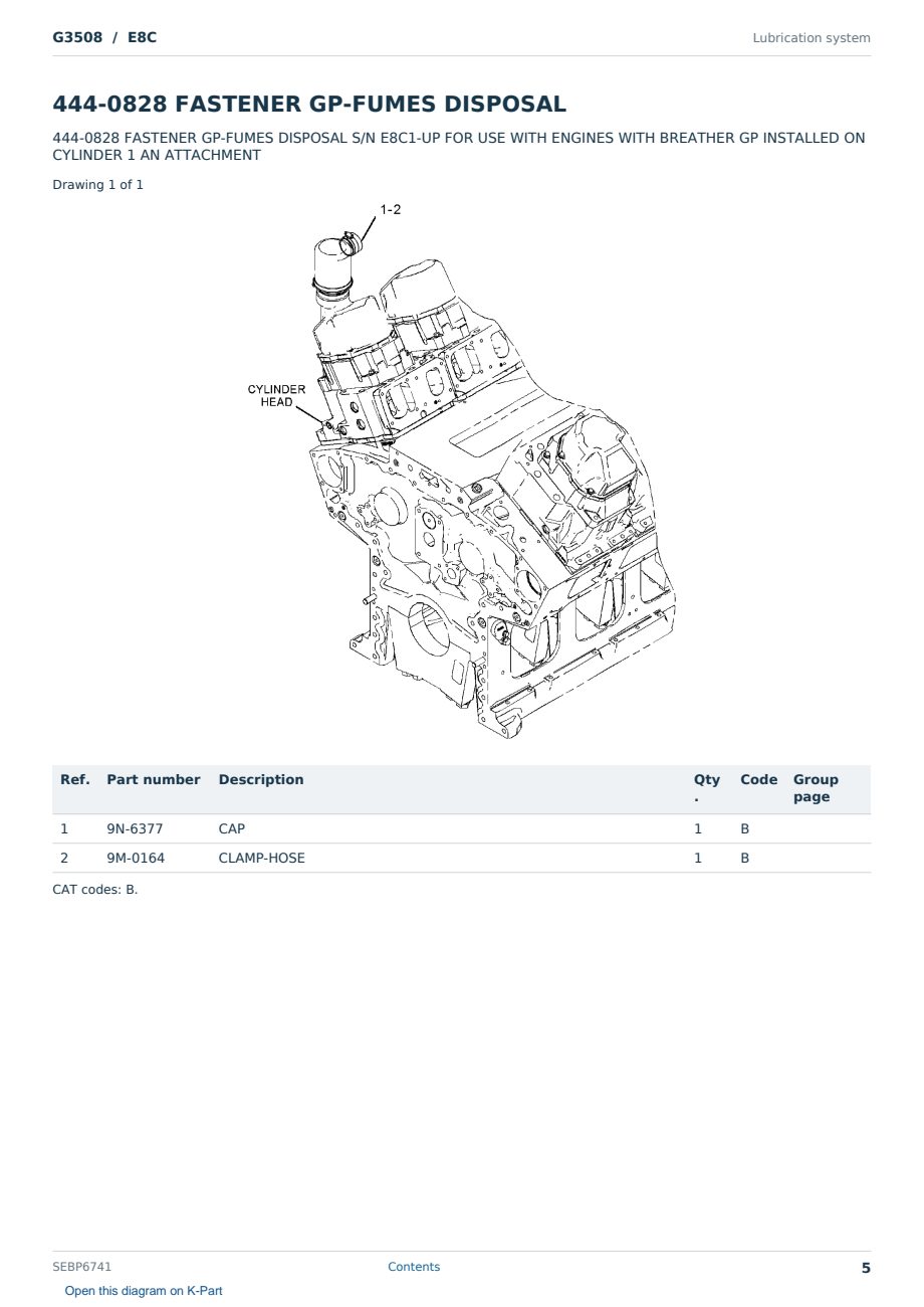Caterpillar G3508 S/N E8C Partsbook SEBP6741 (English) - sample page 5 of 10 Caterpillar G3508 S/N E8C Partsbook SEBP6741 (English) - sample page 5 of 10