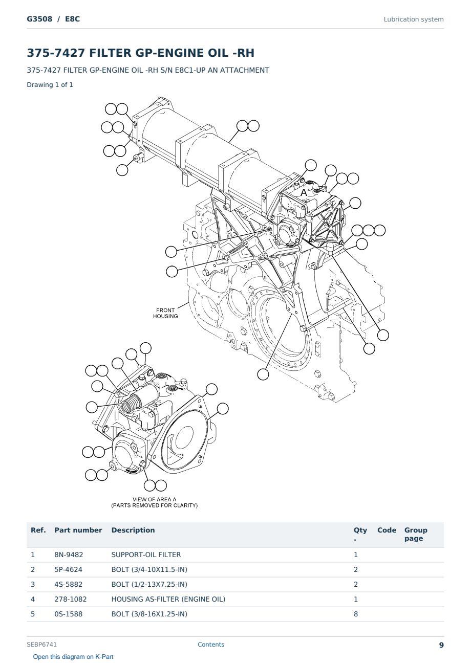 Caterpillar G3508 S/N E8C Partsbook SEBP6741 (English) - sample page 9 of 10 Caterpillar G3508 S/N E8C Partsbook SEBP6741 (English) - sample page 9 of 10