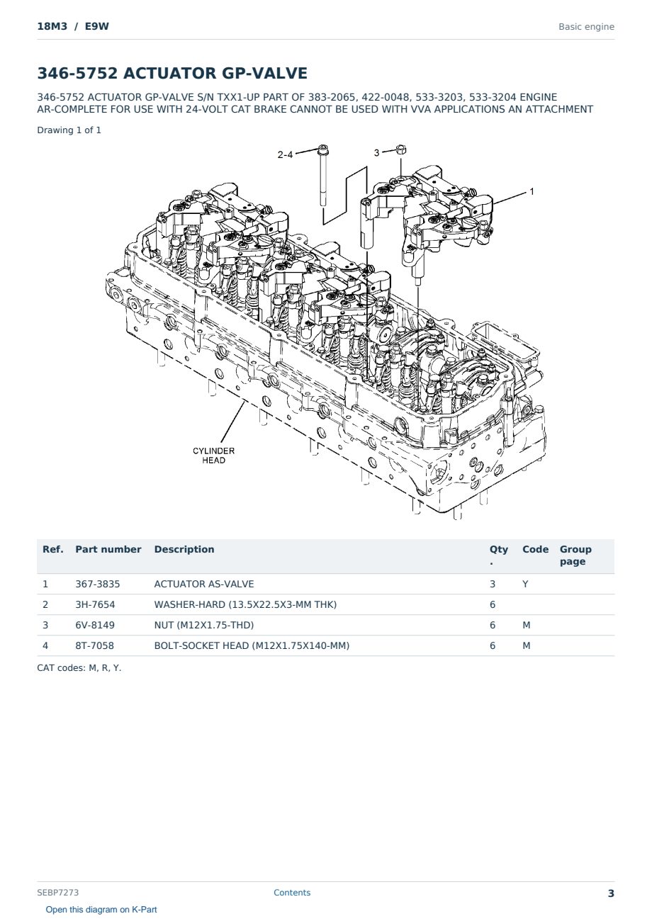Caterpillar 18M3 S/N E9W Partsbook SEBP7273 (English) - sample page 3 of 10 Caterpillar 18M3 S/N E9W Partsbook SEBP7273 (English) - sample page 3 of 10