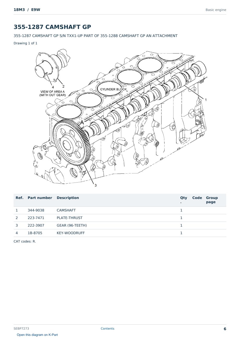 Caterpillar 18M3 S/N E9W Partsbook SEBP7273 (English) - sample page 6 of 10 Caterpillar 18M3 S/N E9W Partsbook SEBP7273 (English) - sample page 6 of 10