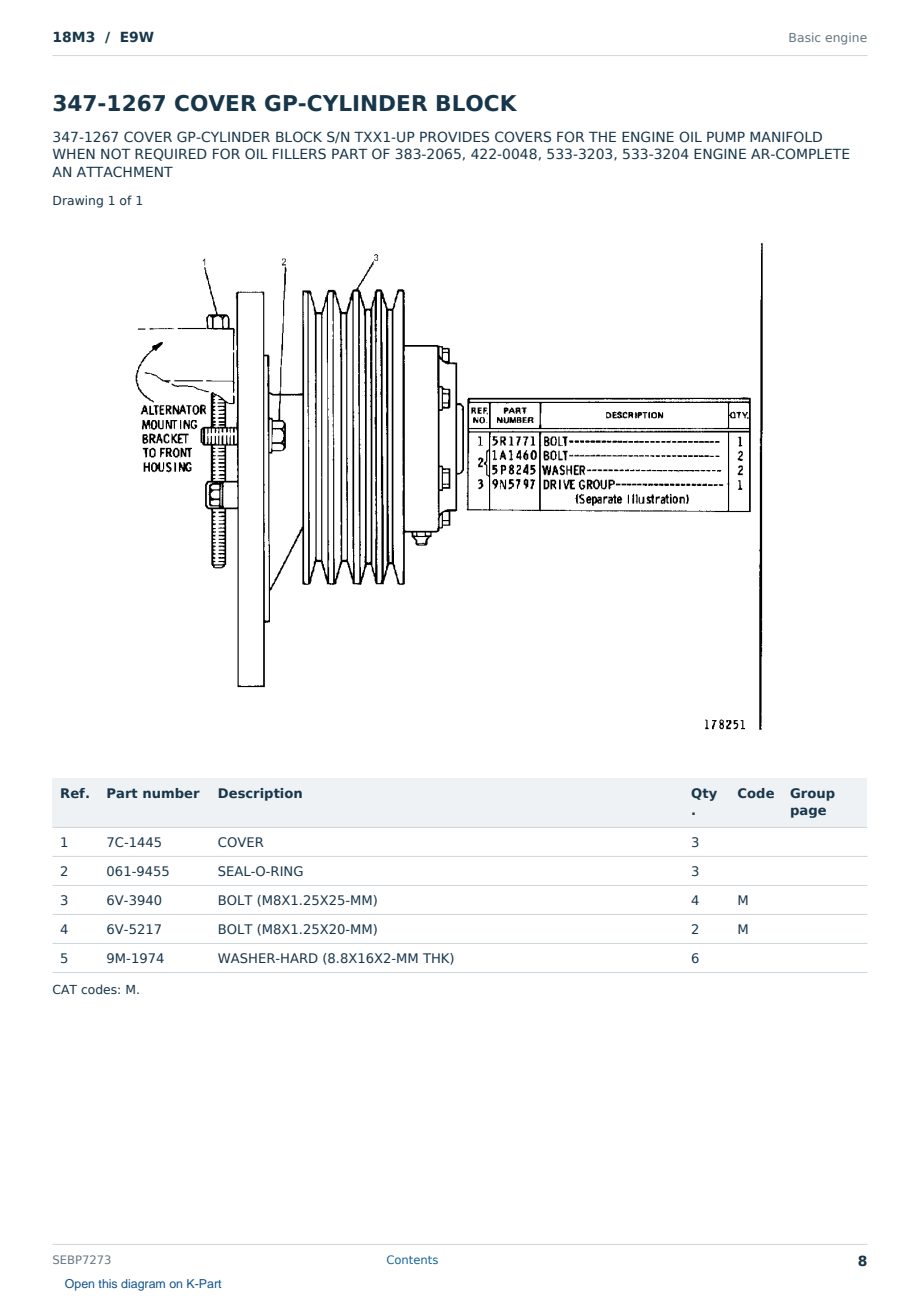Caterpillar 18M3 S/N E9W Partsbook SEBP7273 (English) - sample page 8 of 10 Caterpillar 18M3 S/N E9W Partsbook SEBP7273 (English) - sample page 8 of 10